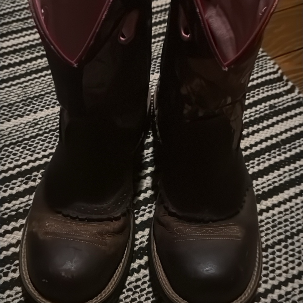 Brown and Pink Cowboy Boots